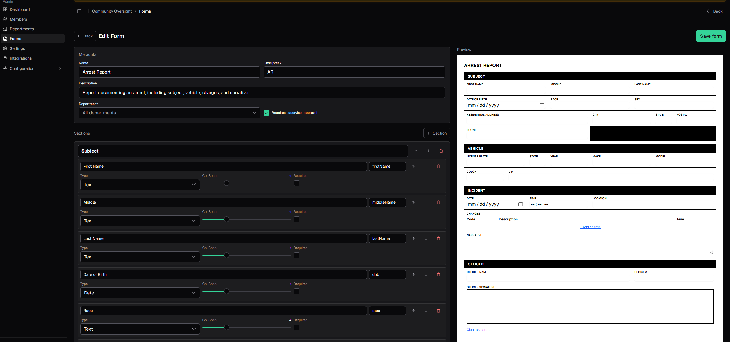 SmartCAD custom form builder